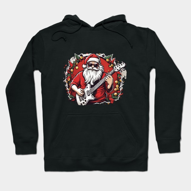 Santa Claus Guitar Hoodie by Prime Quality Designs